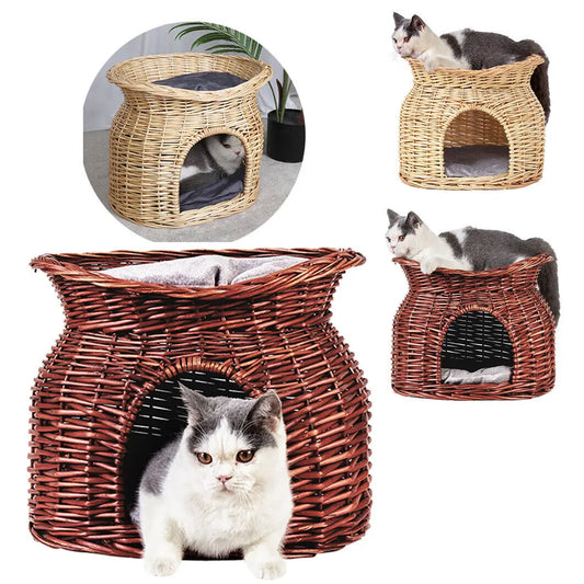 Cat Bed Hand Woven Wicker Bunk Basket 2 Tier