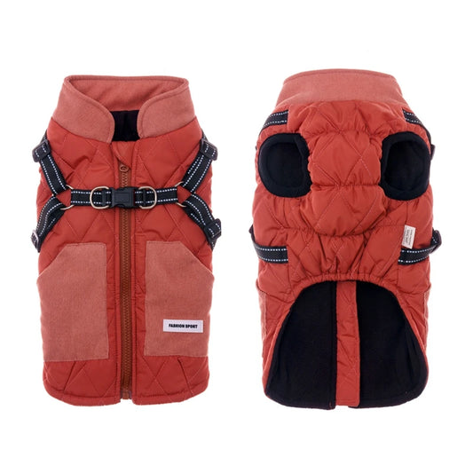 Winter Dog Jacket With Harness Zippered for Cold Weather