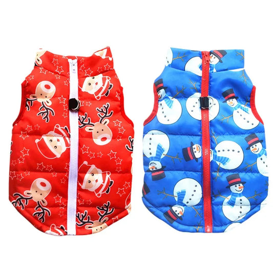Christmas Pet Cotton Wadded Jacket Snowman Coat with Harness Hook