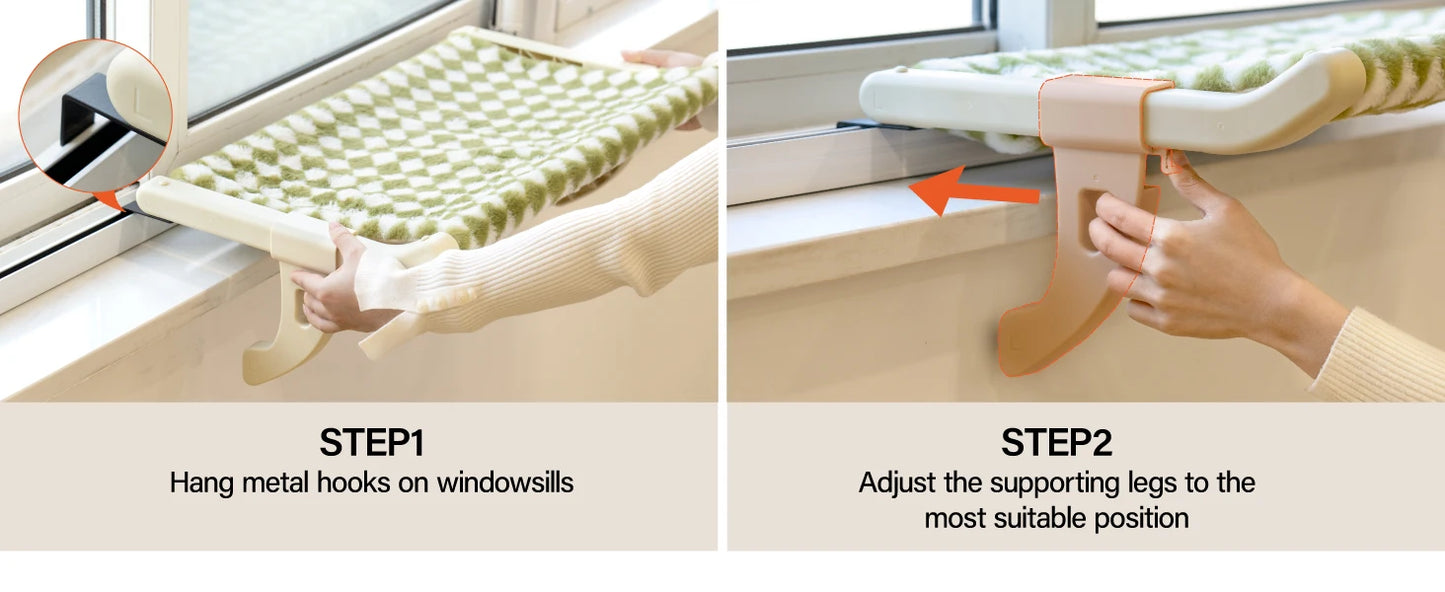 Mewoofun Cat Hammock One-Step Sliding Adjustment for Window