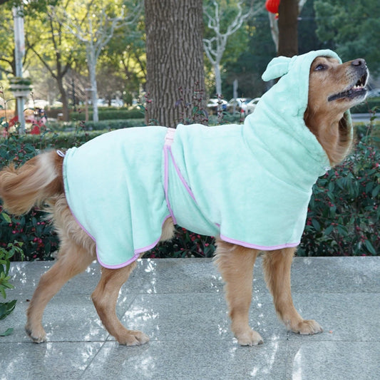 Dog Bathrobe Pet Drying Coat Microfiber Absorbent Hooded