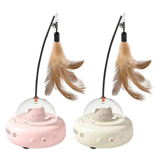 Electric Interactive Cat Toy with Feather Teaser Wand Rechargeable