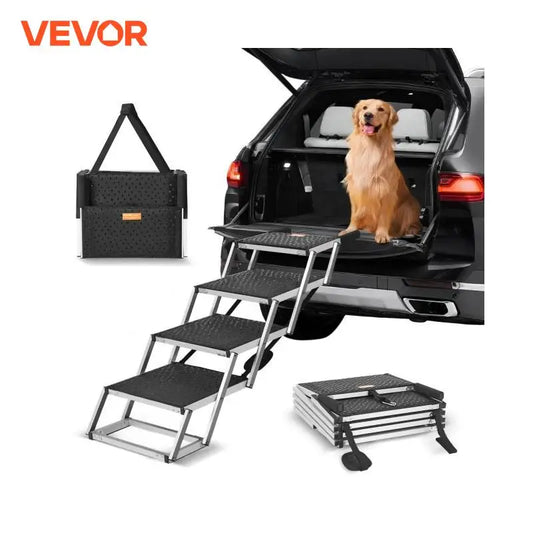 VEVOR Dog Stair for Cars Wide 4-step Folding Portable Pet Steps