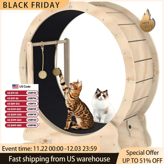 Cat Running Wheel Treadmill With Carpeted Runway
