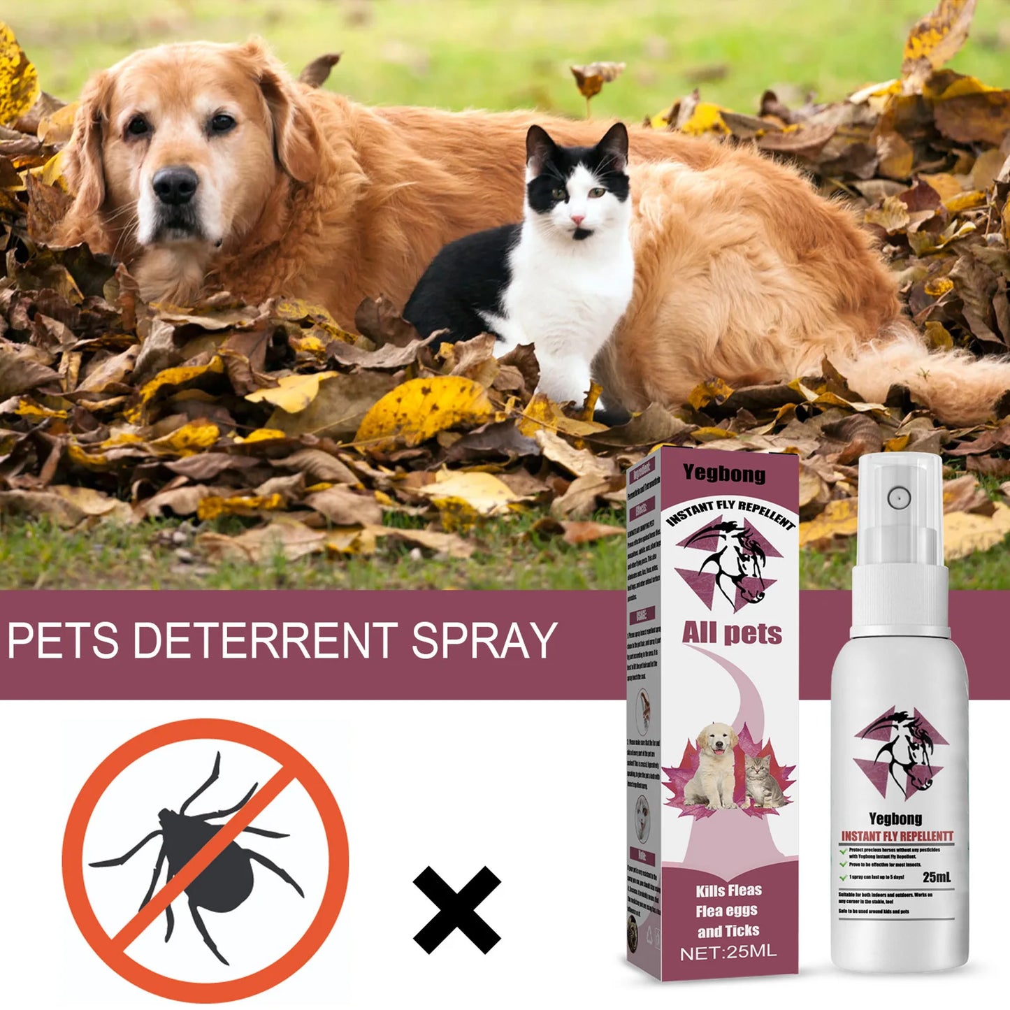 Pet Skin Spray Fleas Tick And Mosquitoes Spray