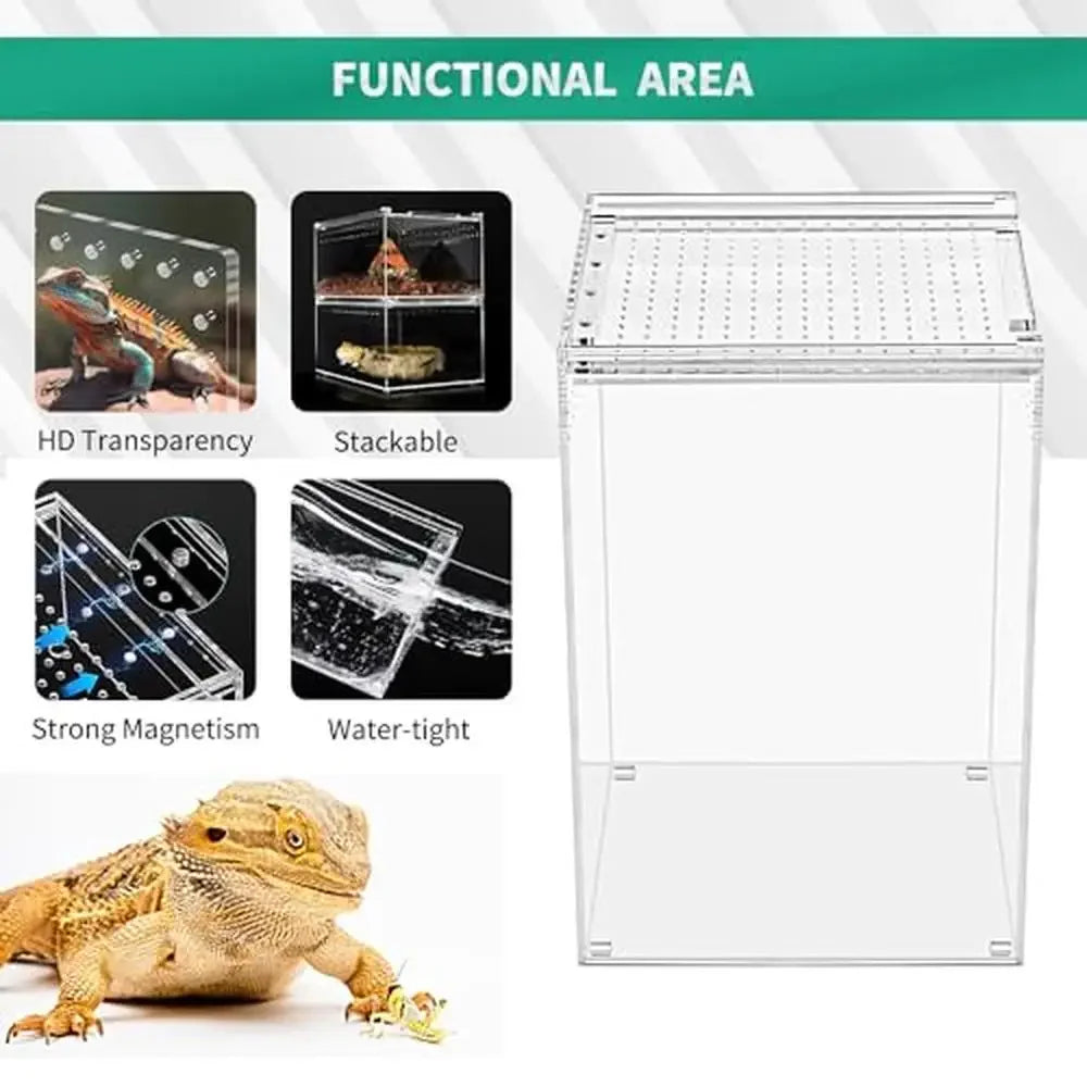 Reptile Terrarium Kit Magnetic Acrylic Enclosure