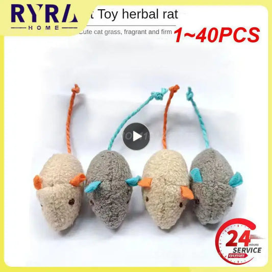 1~40PCS Pet Toy Catnip Mice Plush Mouse Cat Toy