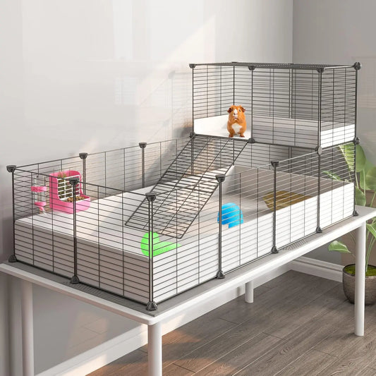 Guinea Pig Cage Indoor Habitat Cage with Plastic Bottom Playpen