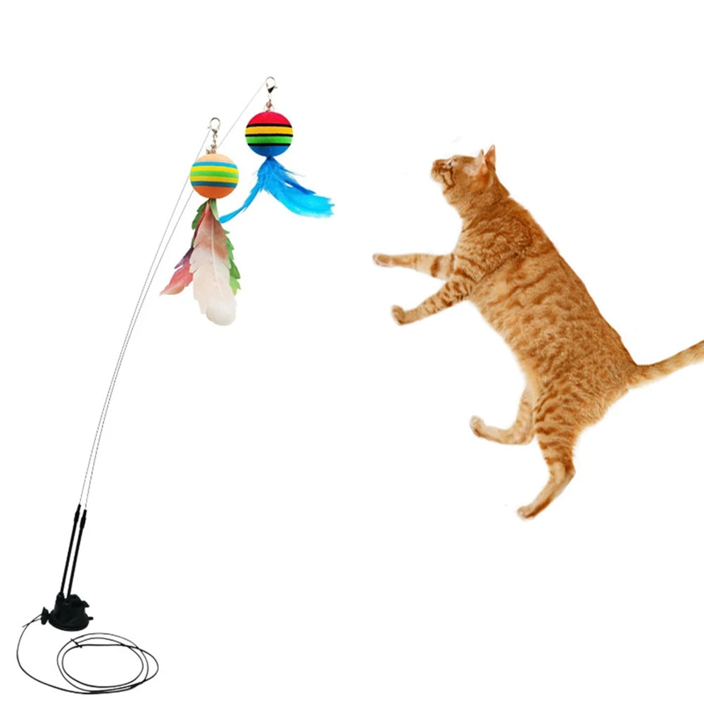 Interactive Cat Toy Simulation Bird Mice Feather with Bell