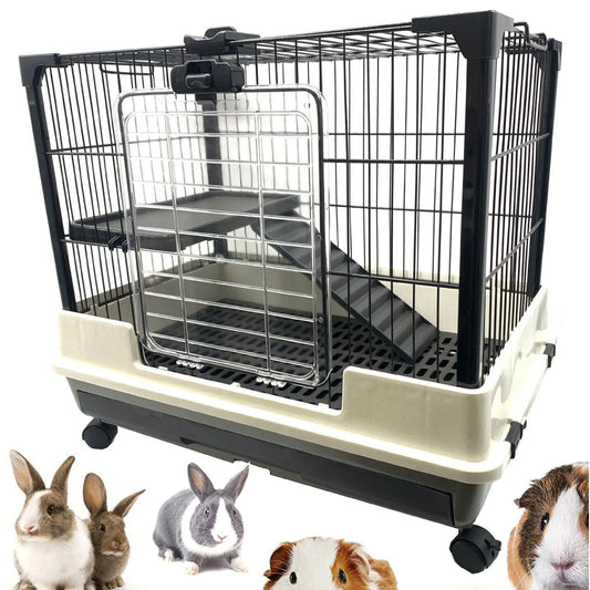 Indoor 2-Floors small pets Rolling Cage Hutch House