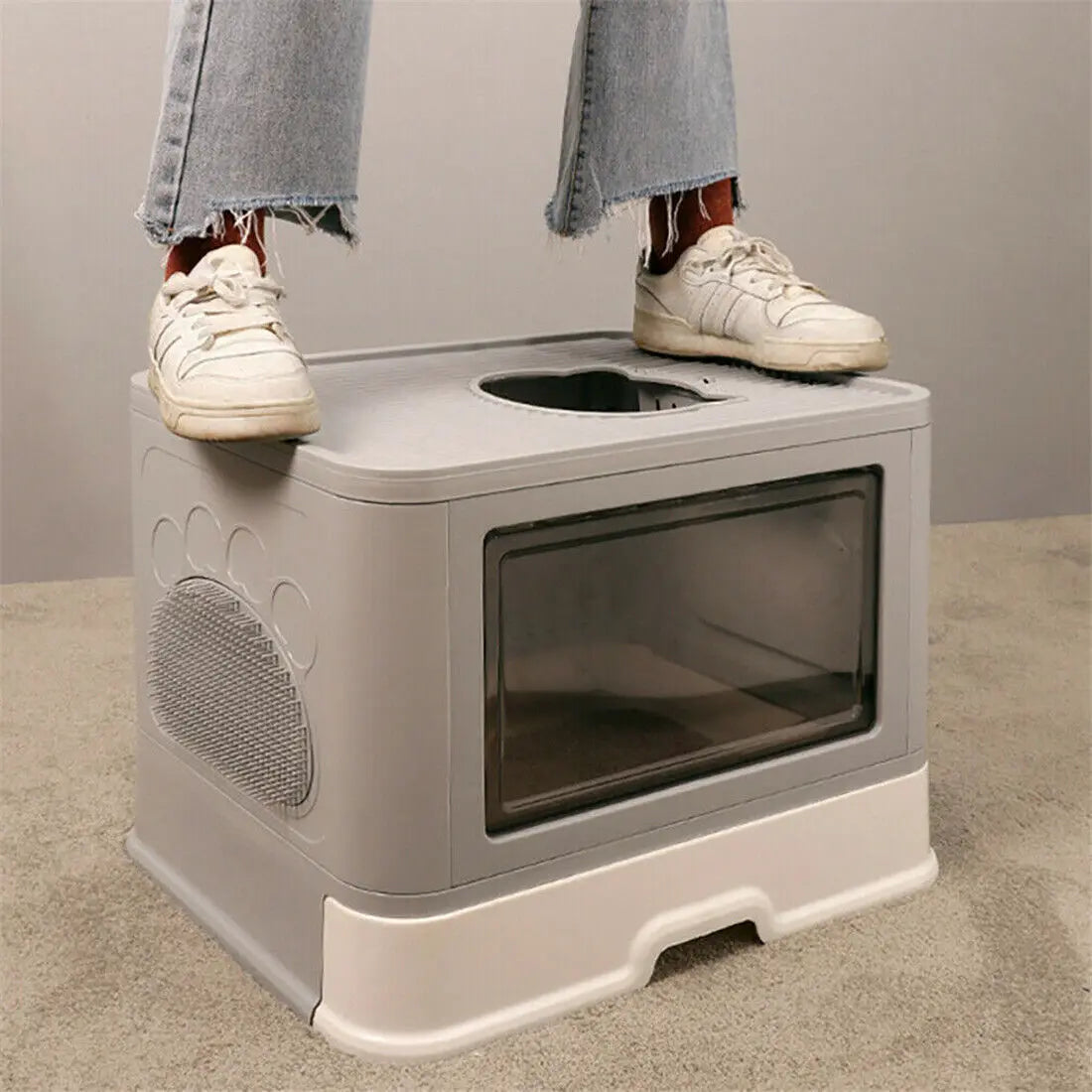Foldable Cat Litter Box Front Entry & Top Exit Boxes