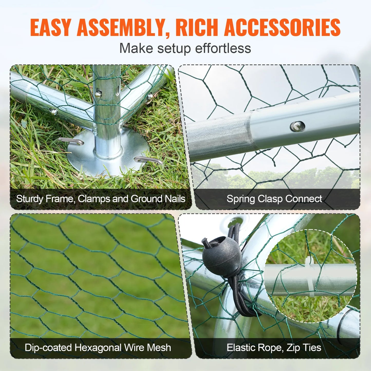 VEVOR Large Metal Chicken Coop Walk-in Chicken Pen
