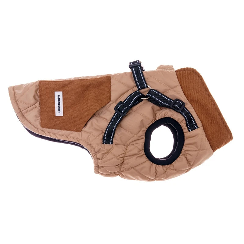 Winter Dog Jacket With Harness Zippered for Cold Weather