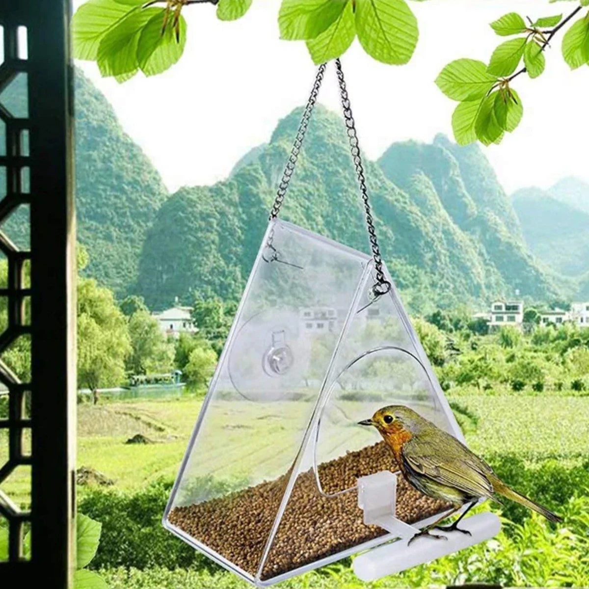 Acrylic Bird Feeder Hanging Seed Feeder Clear