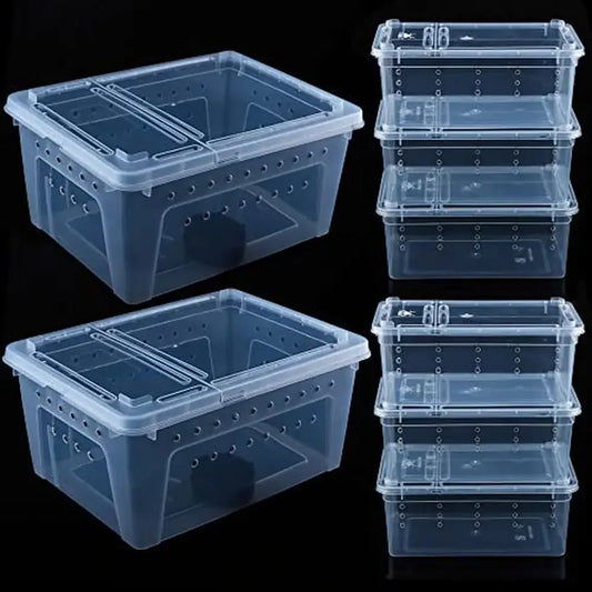 Reptile Feeding Box Plastic Transparent Breeding Habitat