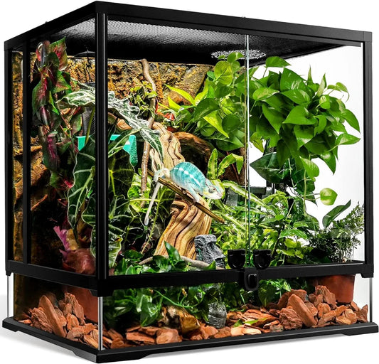 43 Gallon Professional Glass Terrarium 24"x18"x24" Durable Reptile Habitat