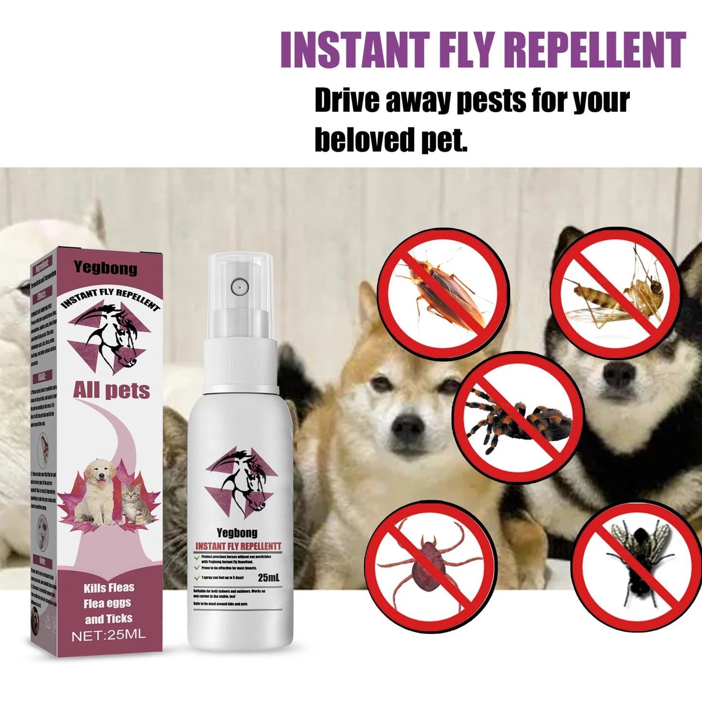 Pet Skin Spray Fleas Tick And Mosquitoes Spray