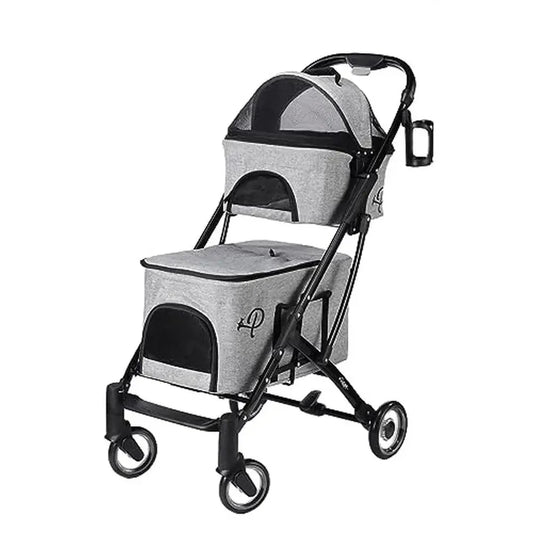 Double Decker Pet Stroller Dual Portable Washable Pads