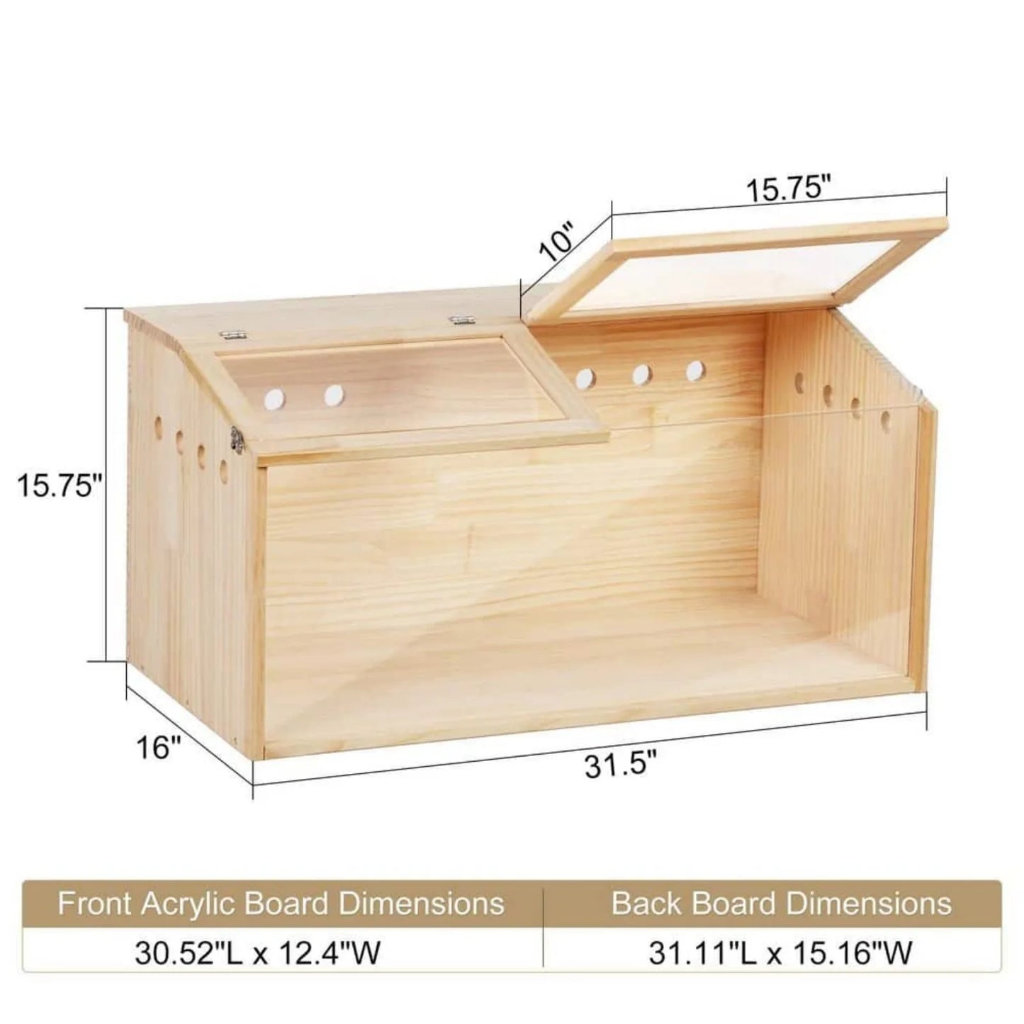 Wooden small pets Cage Habitat with Visible Acrylic Boards