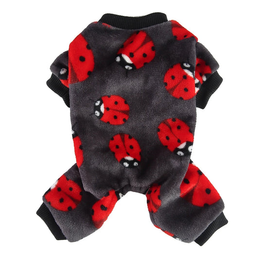 Fleece Dog Pajamas Winter Clothes Cartoon Warm Jumpsuits Coat