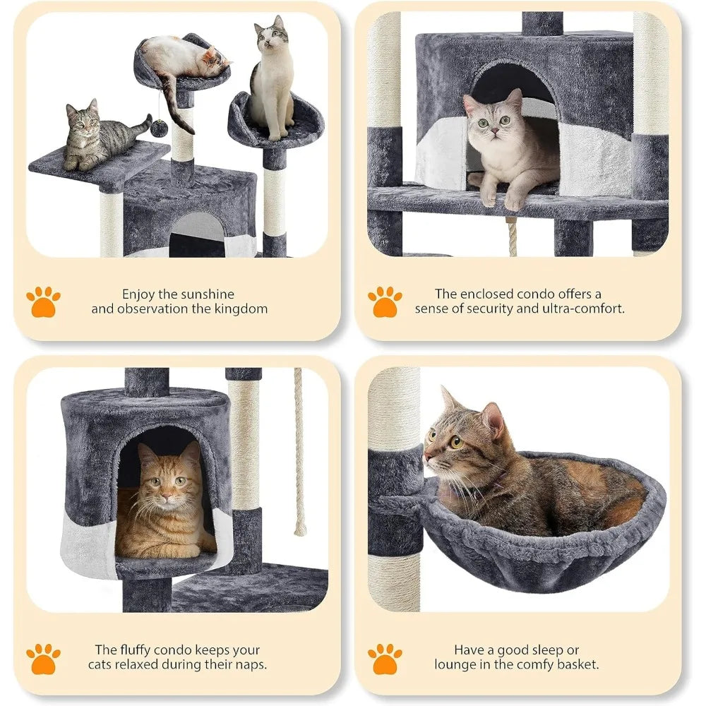 Multi Cat Trees Indoor Tower with Scratching Posts