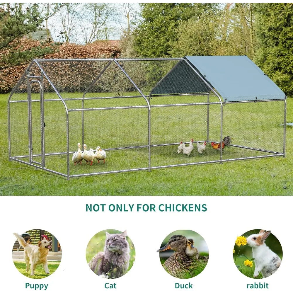 Large Metal Chicken Coop with Waterproof Cover