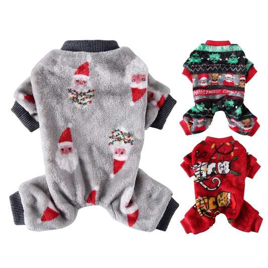 Christmas Pet Clothes Winter Warm  Jumpsuits