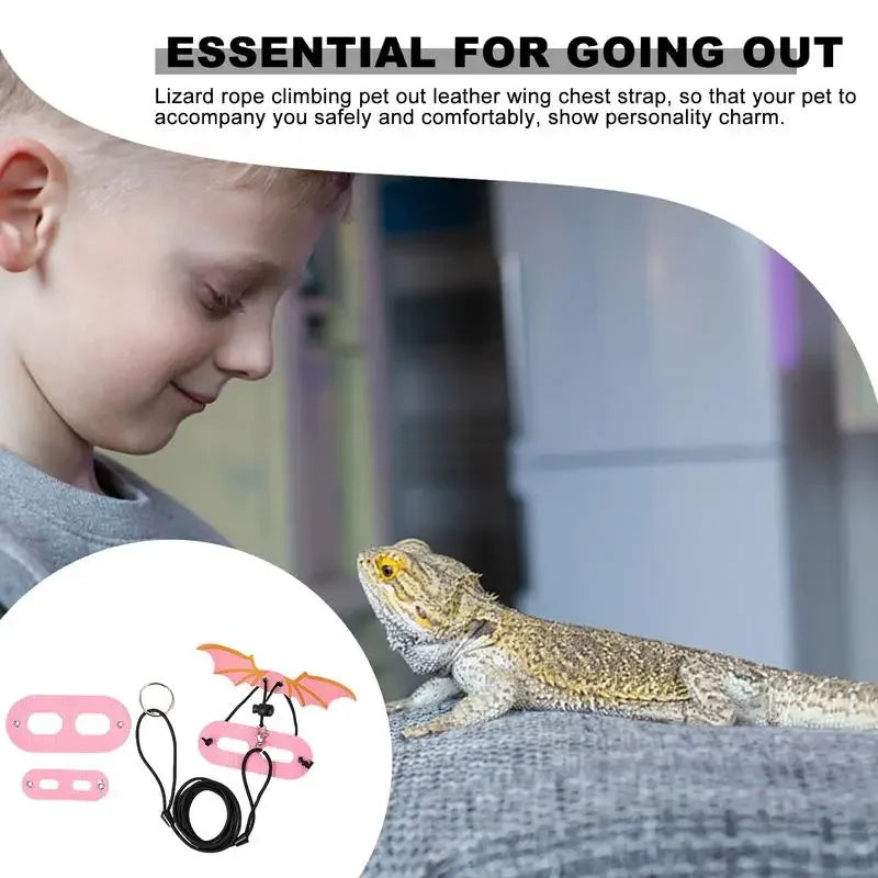 Leopard Gecko Leash  Leather Wing  Harness