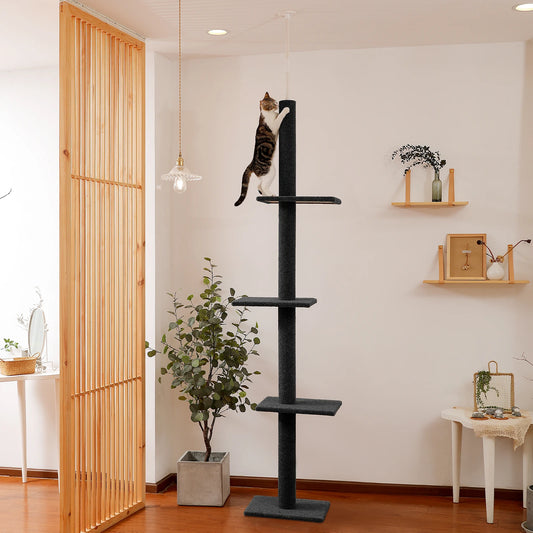 Adjustable Height Cat Tree for Indoor Tower with Scratching Posts