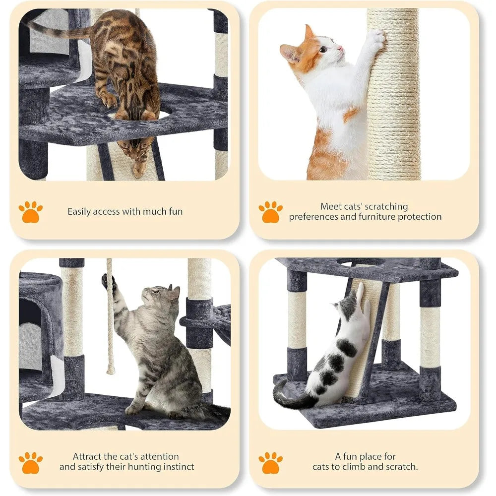 Multi Cat Trees Indoor Tower with Scratching Posts