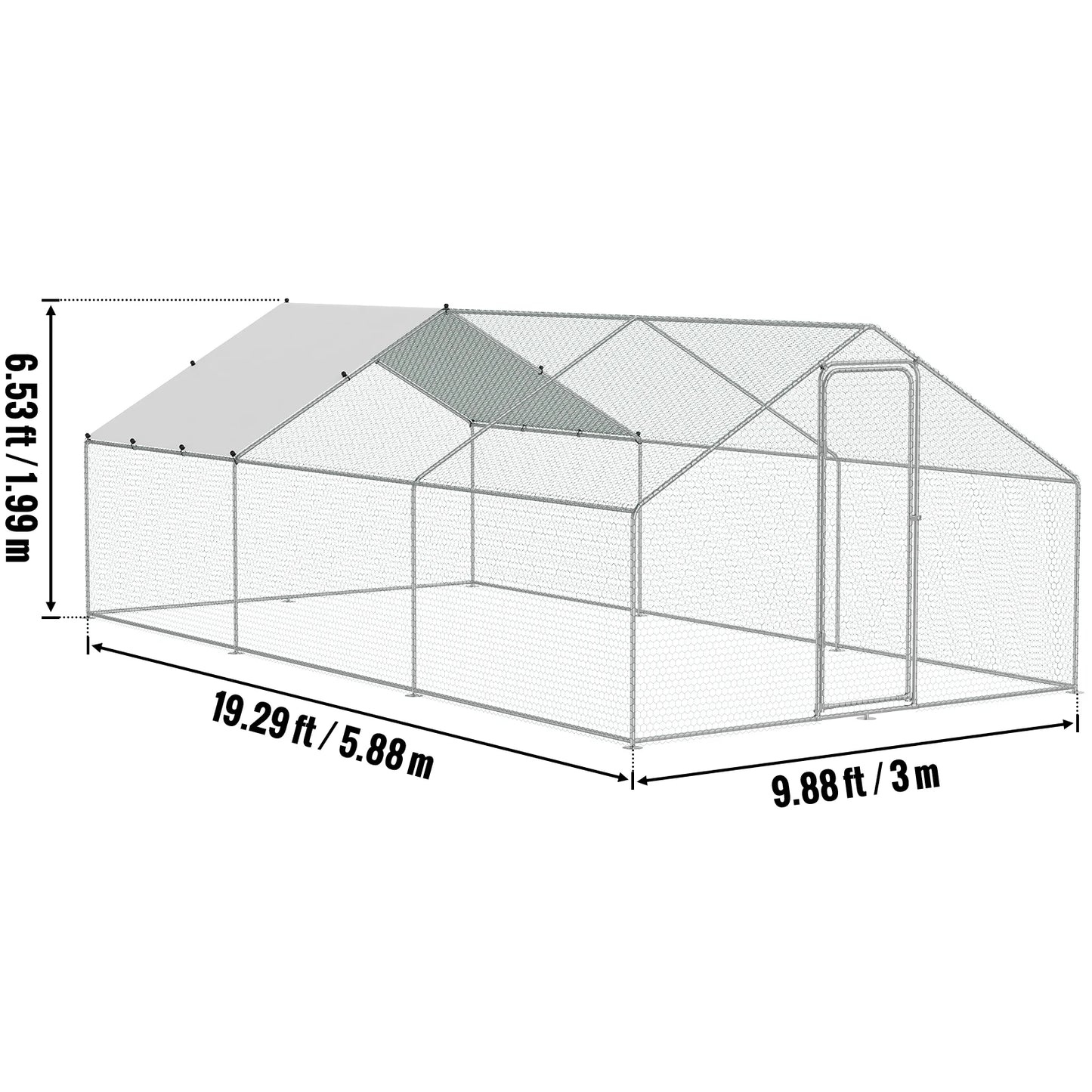 VEVOR Large Metal Chicken Coop Walk-in Chicken Pen