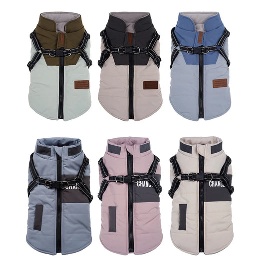 Pet Jacket With Harness Winter Dog Clothes