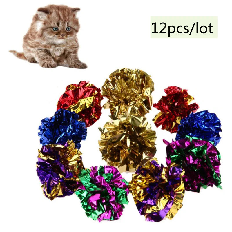 12pcs Cat Mylar Crinkle Balls Cat Toy