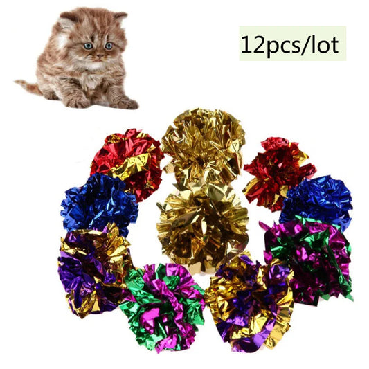12pcs Cat Mylar Crinkle Balls Cat Toy