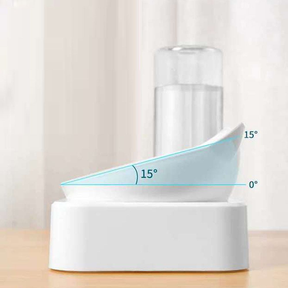 Cat Food Bowl Feeder Automatic Pet Food Container with Water Dispenser