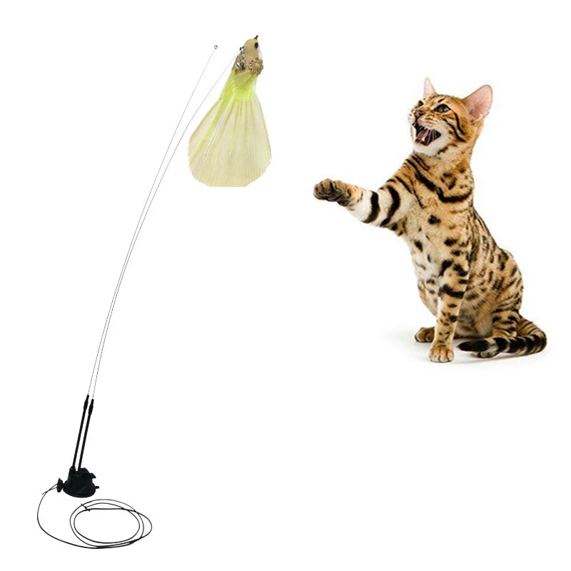 Interactive Cat Toy Simulation Bird Mice Feather with Bell