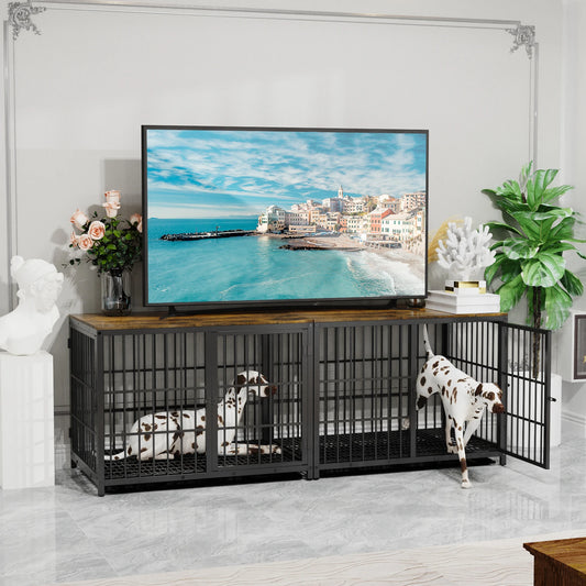 Dog Crate Furniture Pet Kennel End Table Metal Kennel with Three Doors