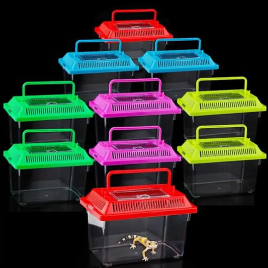 10pc Plastic Reptile Carrier Box Transparent Design