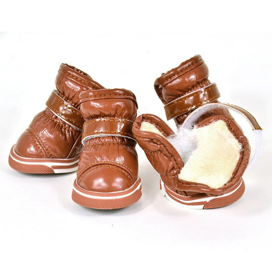 4 Pcs/Set Warm Dog Snow Boots Waterproof Anti-Slip Shoes