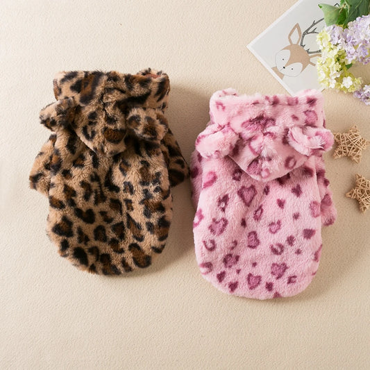 Leopard Print Dog Coat Winter Warm Clothes