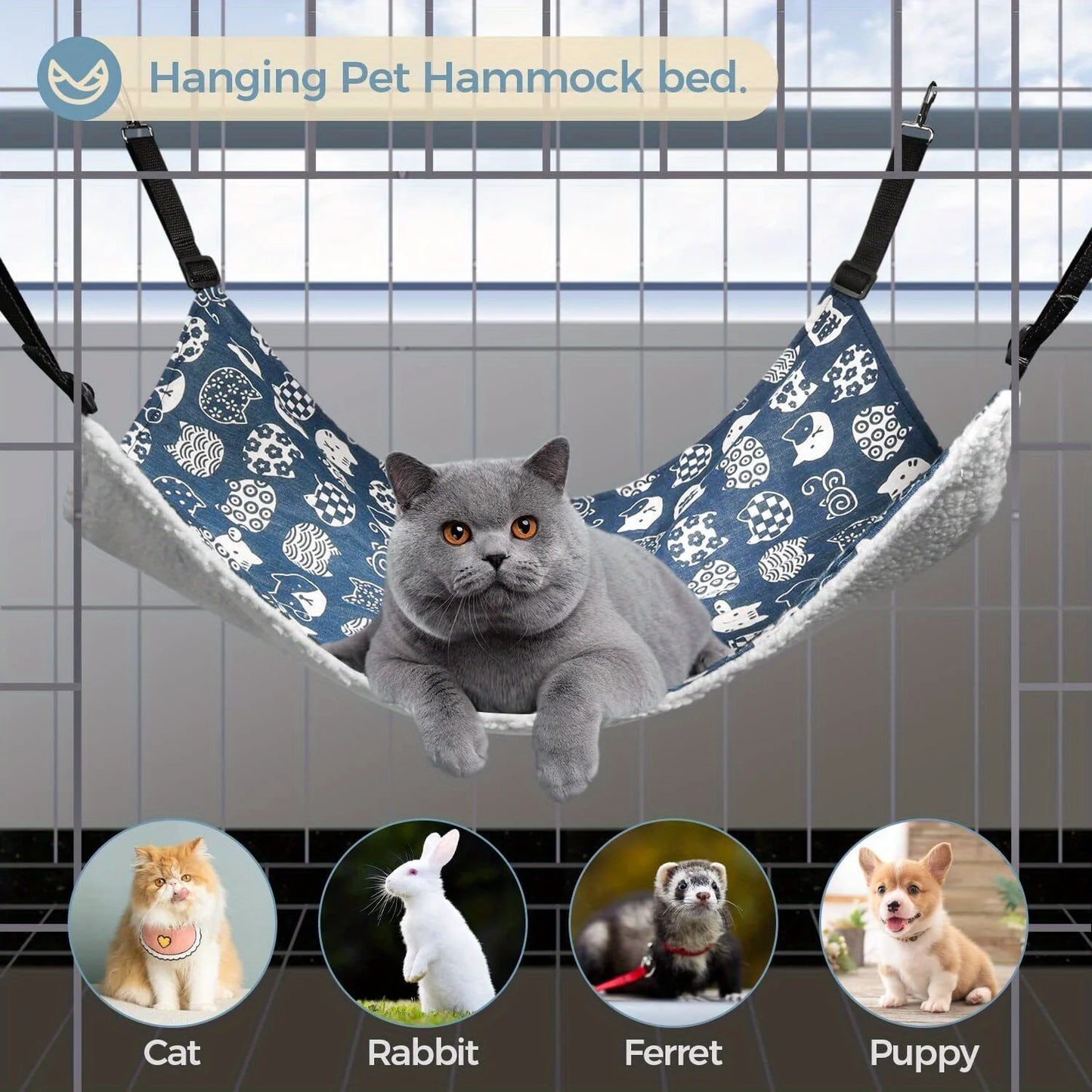 2Pcs Cat Hanging Hammock  Breathable Small Pet