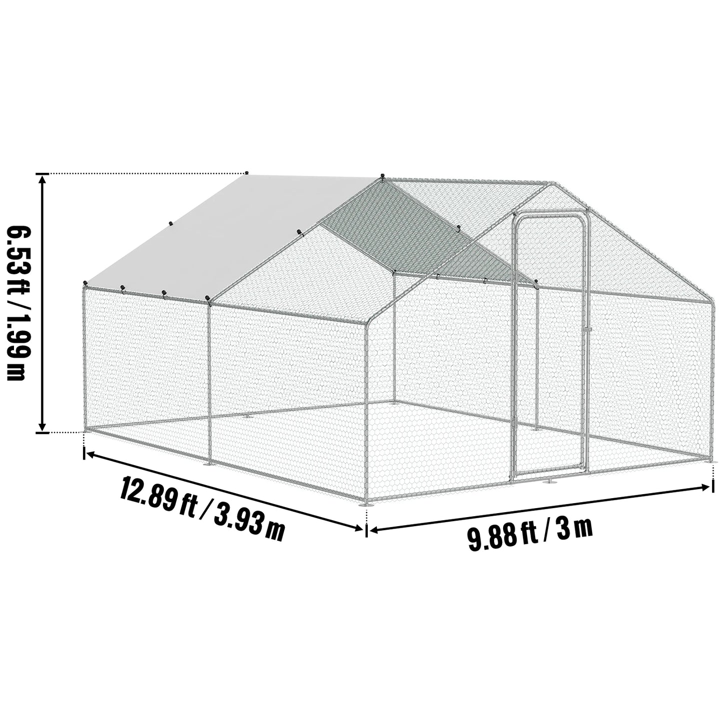 VEVOR Large Metal Chicken Coop Walk-in Chicken Pen