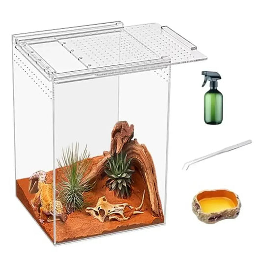 Reptile Terrarium Kit Magnetic Acrylic Enclosure