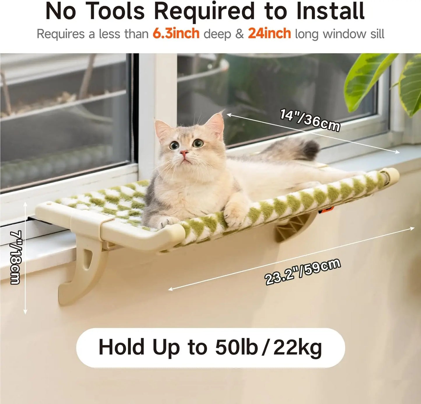Mewoofun Cat Hammock One-Step Sliding Adjustment for Window